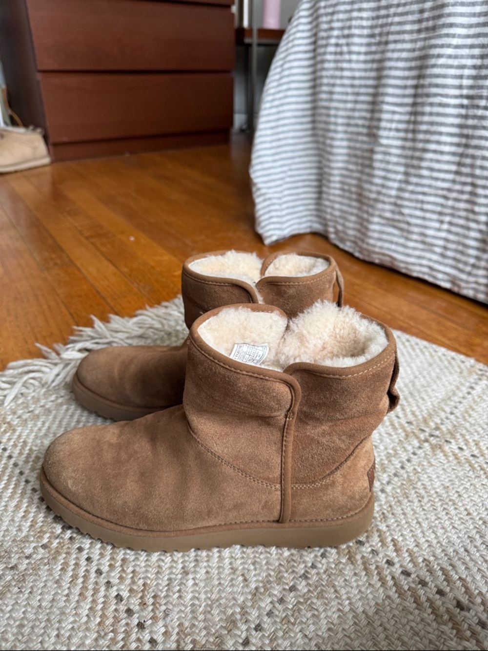 UGG Chestnut Suede Shearling Ankle Boots